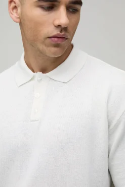 boohooMAN Polo Tricoté Oversize Ample En Mélange De Coton<Homme Polos|Maille