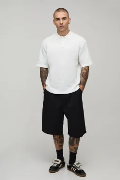 boohooMAN Polo Tricoté Oversize Ample En Mélange De Coton<Homme Polos|Maille