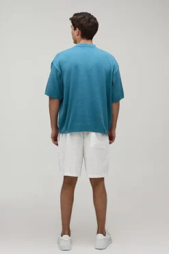 Polo Tricoté Oversize Ample En Mélange De Coton Avec Zip 1/4