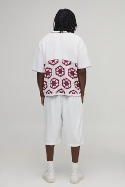 Polo Tricoté Oversize Ample À Motif Tapisserie Au Crochet Tall