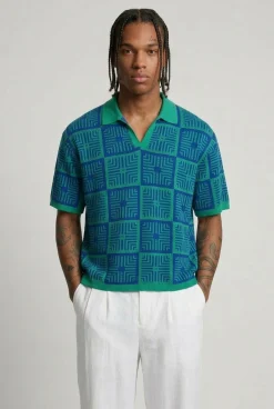 Polo Tricoté Oversize Ample À Motif Crochet Tapisserie