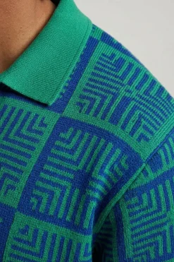 Polo Tricoté Oversize Ample À Motif Crochet Tapisserie