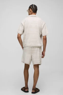 Polo tricoté oversize boxy en marl & ensemble short décontracté