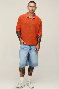 Polo Tricoté Oversize Coupe Boxy À Motif Losanges