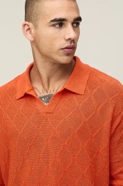 Polo Tricoté Oversize Coupe Boxy À Motif Losanges