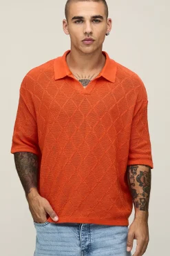 Polo Tricoté Oversize Coupe Boxy À Motif Losanges