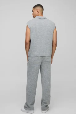 Polo tricoté oversize à la coupe boxy et sans manches