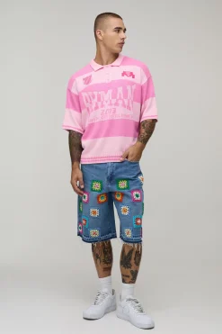 Polo Tricoté Oversize À Rayures Jacquard Varsity