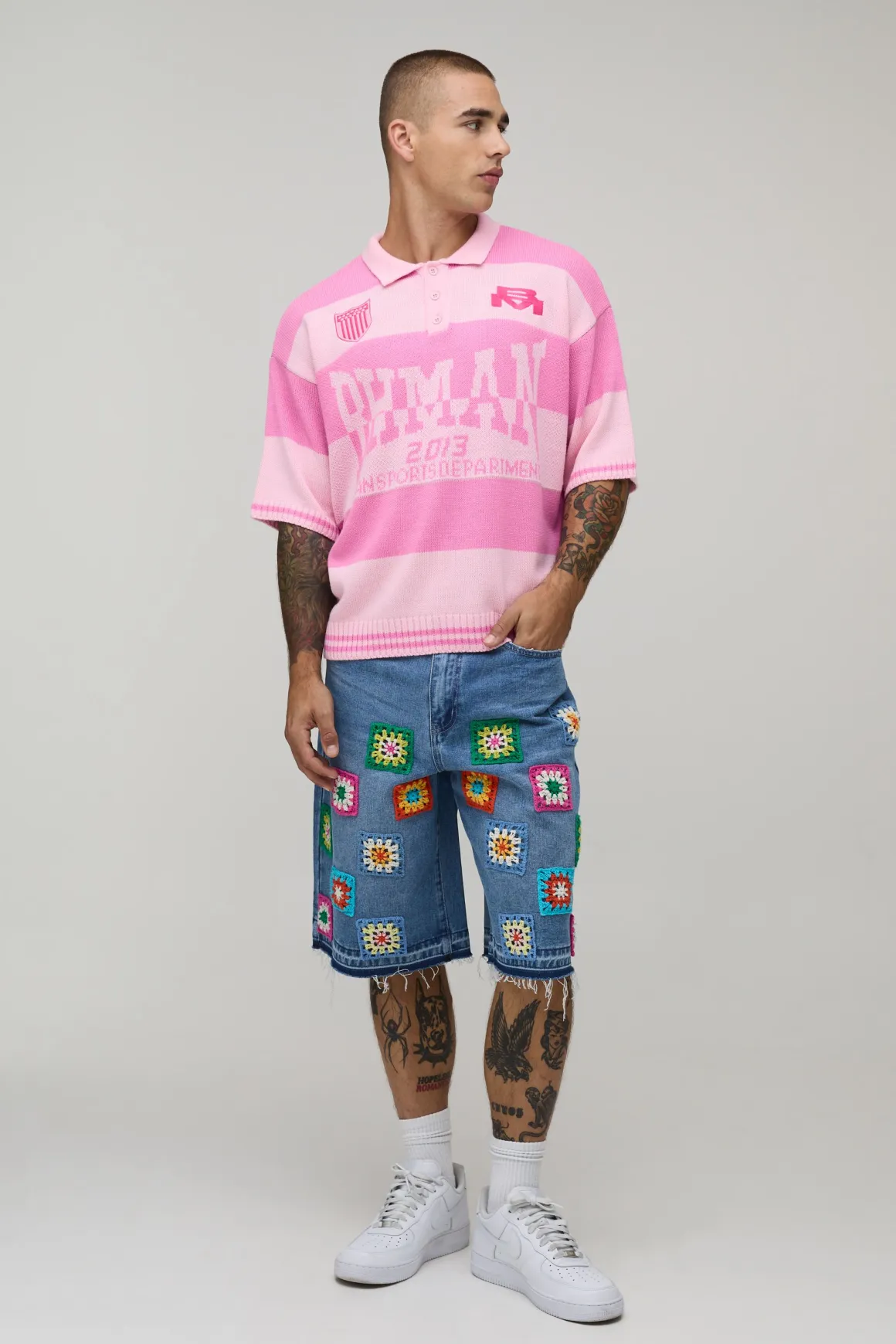 Polo Tricoté Oversize À Rayures Jacquard Varsity
