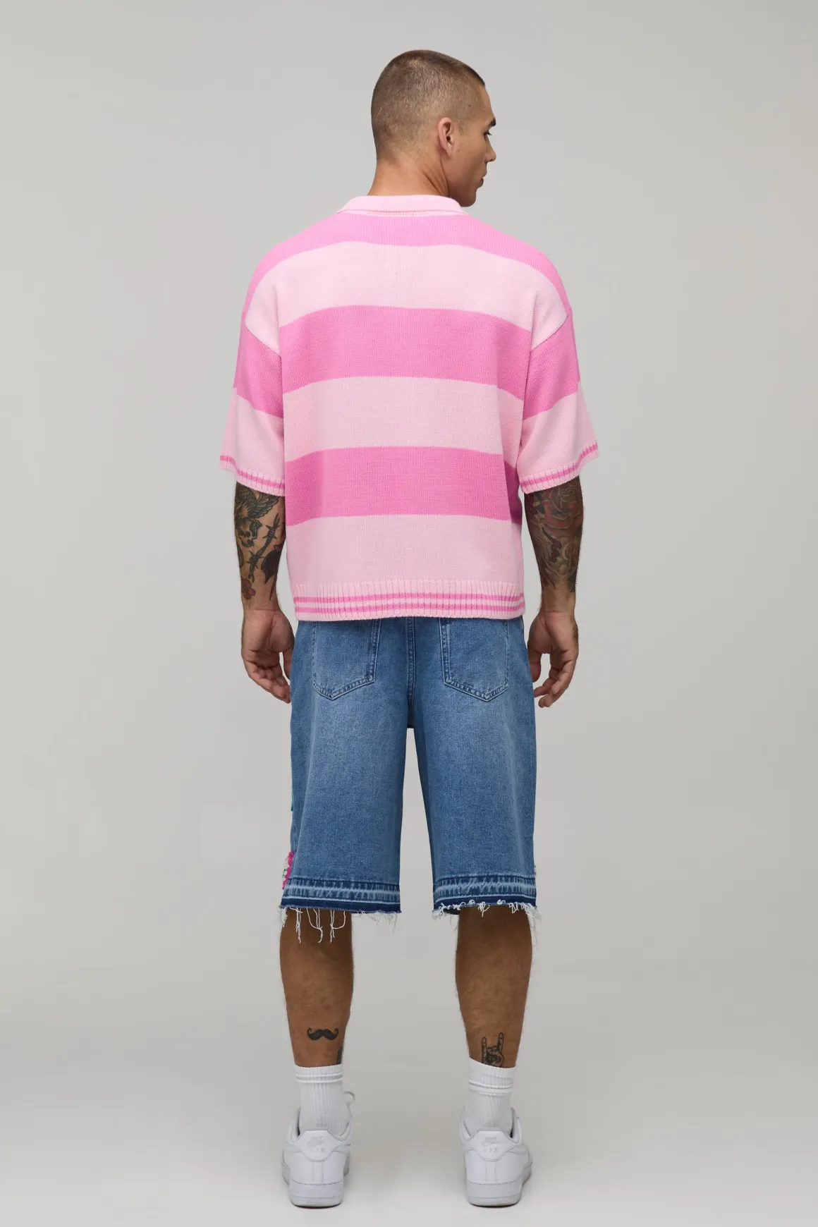 Polo Tricoté Oversize À Rayures Jacquard Varsity