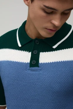 Polo Tricoté Piqué À Blocs De Couleur Coupe Regular