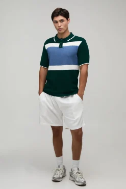 Polo Tricoté Piqué À Blocs De Couleur Coupe Regular