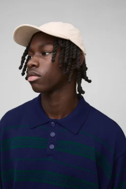 boohooMAN Polo Tricoté Rayé Surdimensionné<Homme Polos|Maille