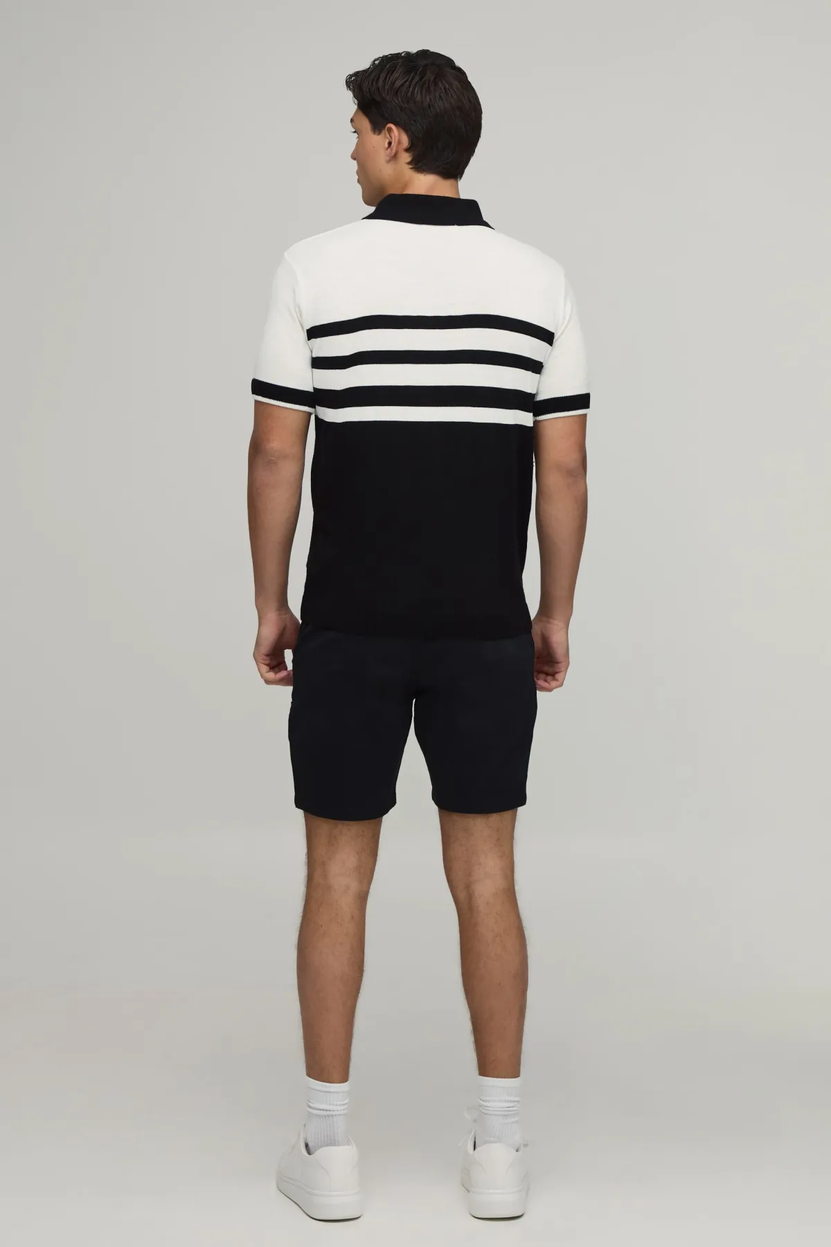 boohooMAN Polo Tricoté À Rayures Coupe Regular Avec Zip 1/4<Homme Polos|Maille