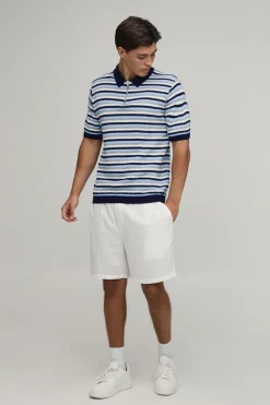 boohooMAN Polo Tricoté À Rayures Coupe Regular Avec Zip 1/4<Homme Polos|Maille