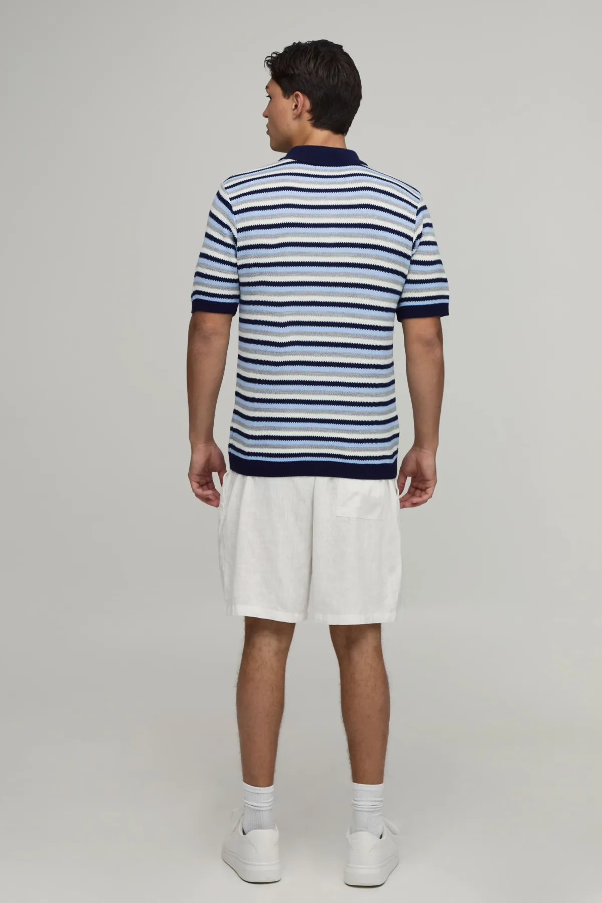 boohooMAN Polo Tricoté À Rayures Coupe Regular Avec Zip 1/4<Homme Polos|Maille