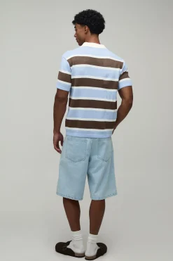 boohooMAN Polo Tricoté À Rayures Coupe Regular<Homme Polos|Maille