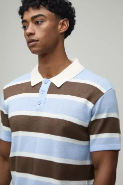 boohooMAN Polo Tricoté À Rayures Coupe Regular<Homme Polos|Maille