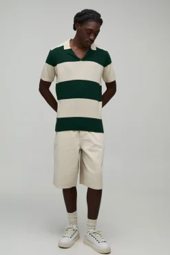 Polo Tricoté À Rayures Coupe Regular Avec Col Revere