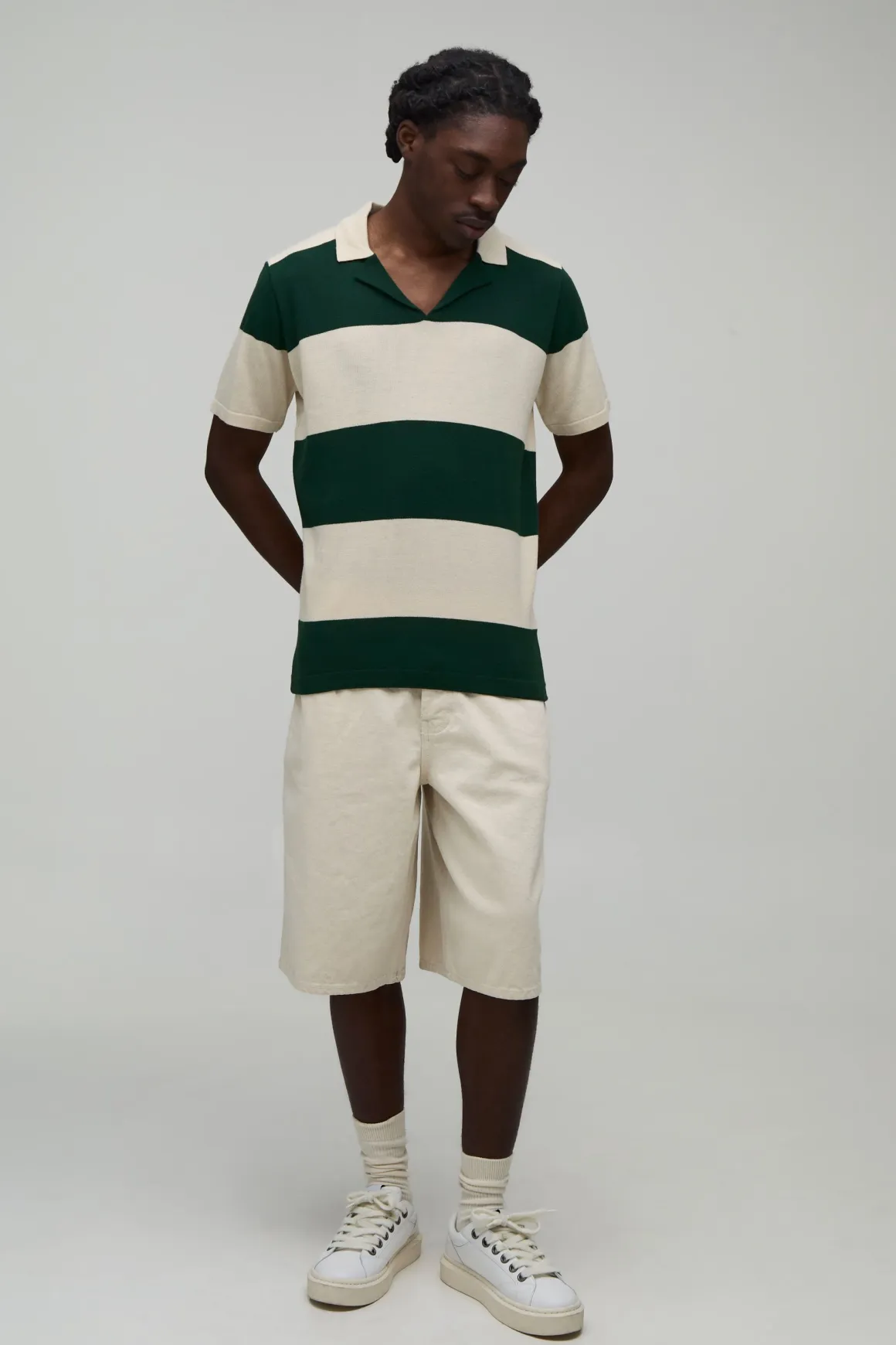 Polo Tricoté À Rayures Coupe Regular Avec Col Revere