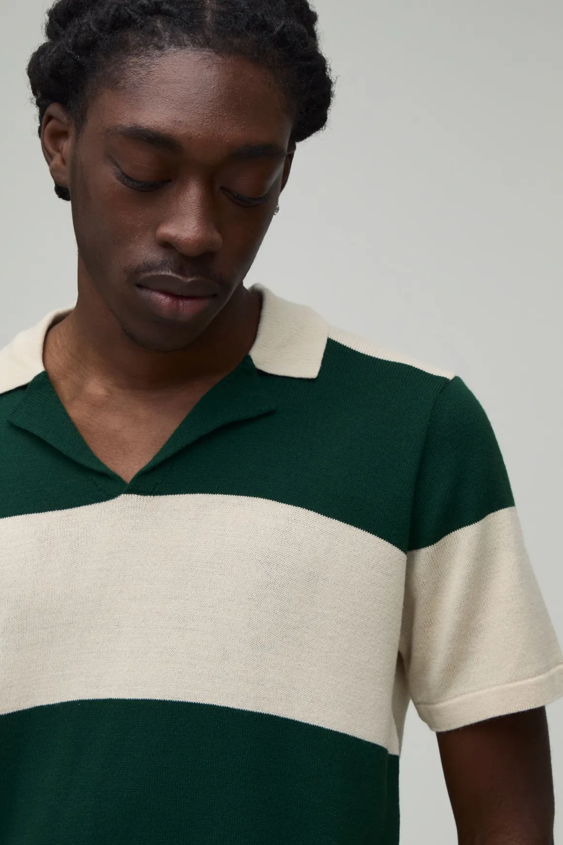 Polo Tricoté À Rayures Coupe Regular Avec Col Revere