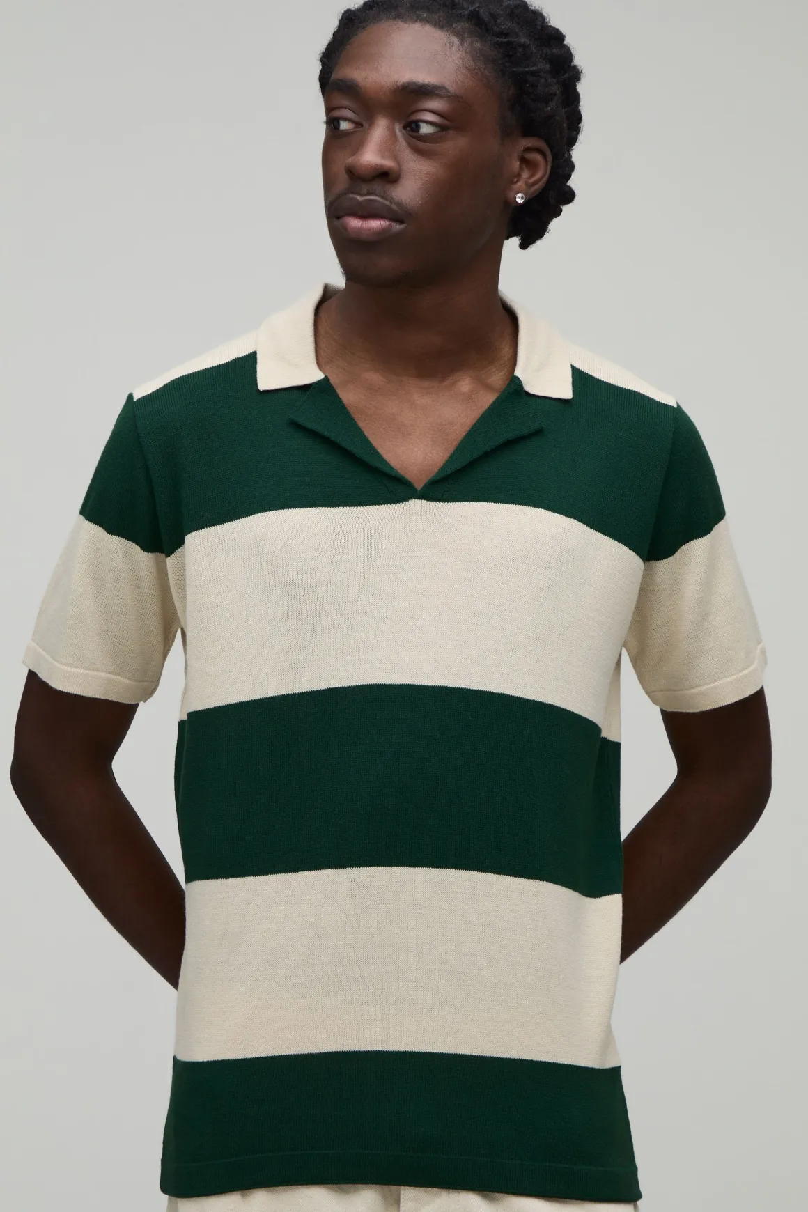 Polo Tricoté À Rayures Coupe Regular Avec Col Revere