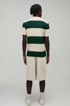 Polo Tricoté À Rayures Coupe Regular Avec Col Revere