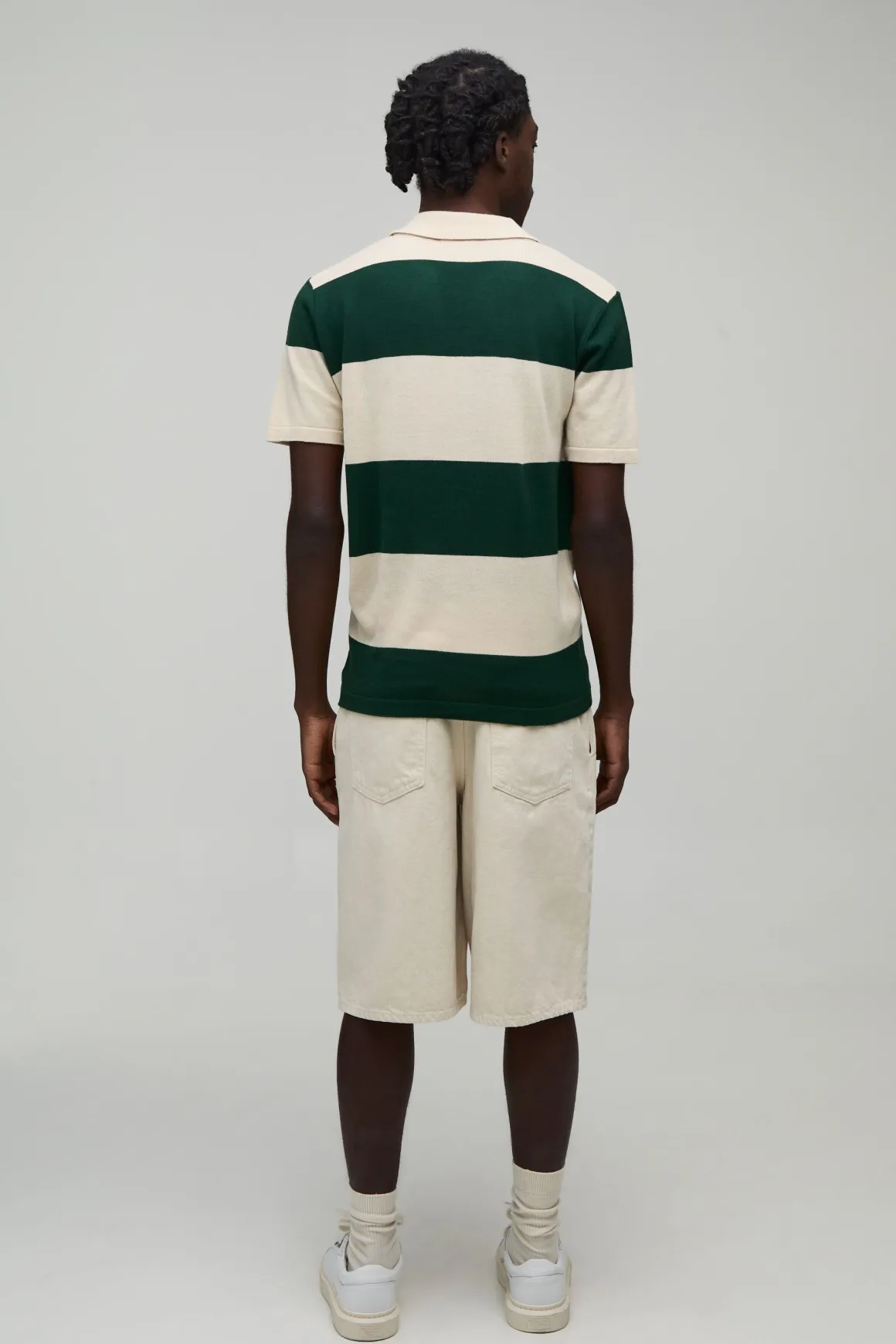 Polo Tricoté À Rayures Coupe Regular Avec Col Revere
