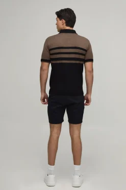 boohooMAN Polo Tricoté À Rayures Coupe Regular Avec Zip 1/4<Homme Polos|Maille