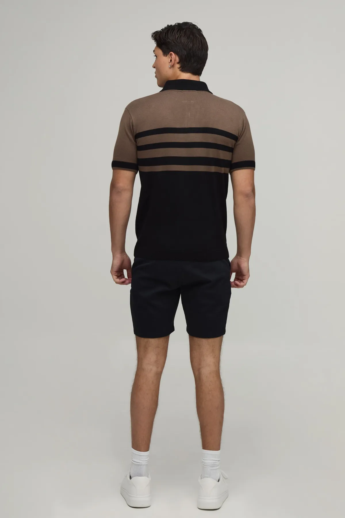 boohooMAN Polo Tricoté À Rayures Coupe Regular Avec Zip 1/4<Homme Polos|Maille
