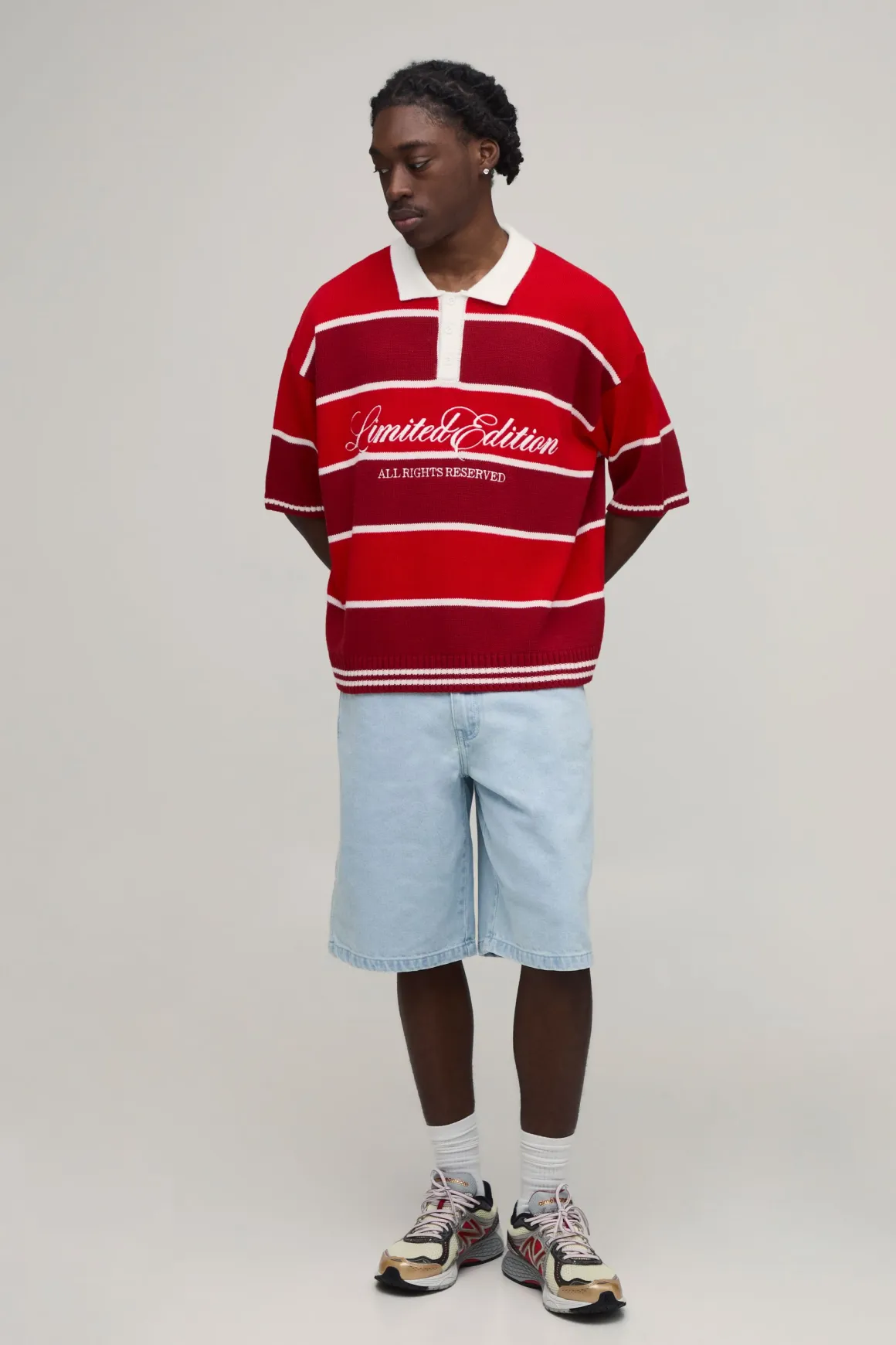 Polo Tricoté À Rayures Varsity Brodées Coupe Regular