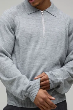 boohooMAN Polo Tricoté Regular à Fermeture Éclair 1/4<Homme Polos|Maille
