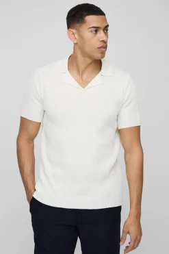 Polo tricoté Revere côtelé à coupe régulière
