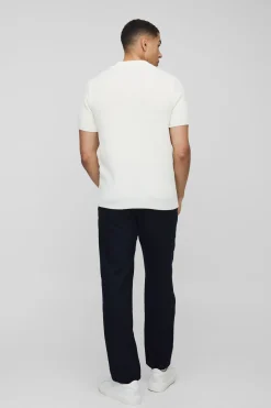 Polo tricoté Revere côtelé à coupe régulière