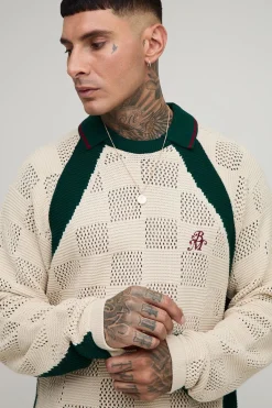 boohooMAN Polo tricoté rétro football oversize tall<Homme Tout Afficher|Maille