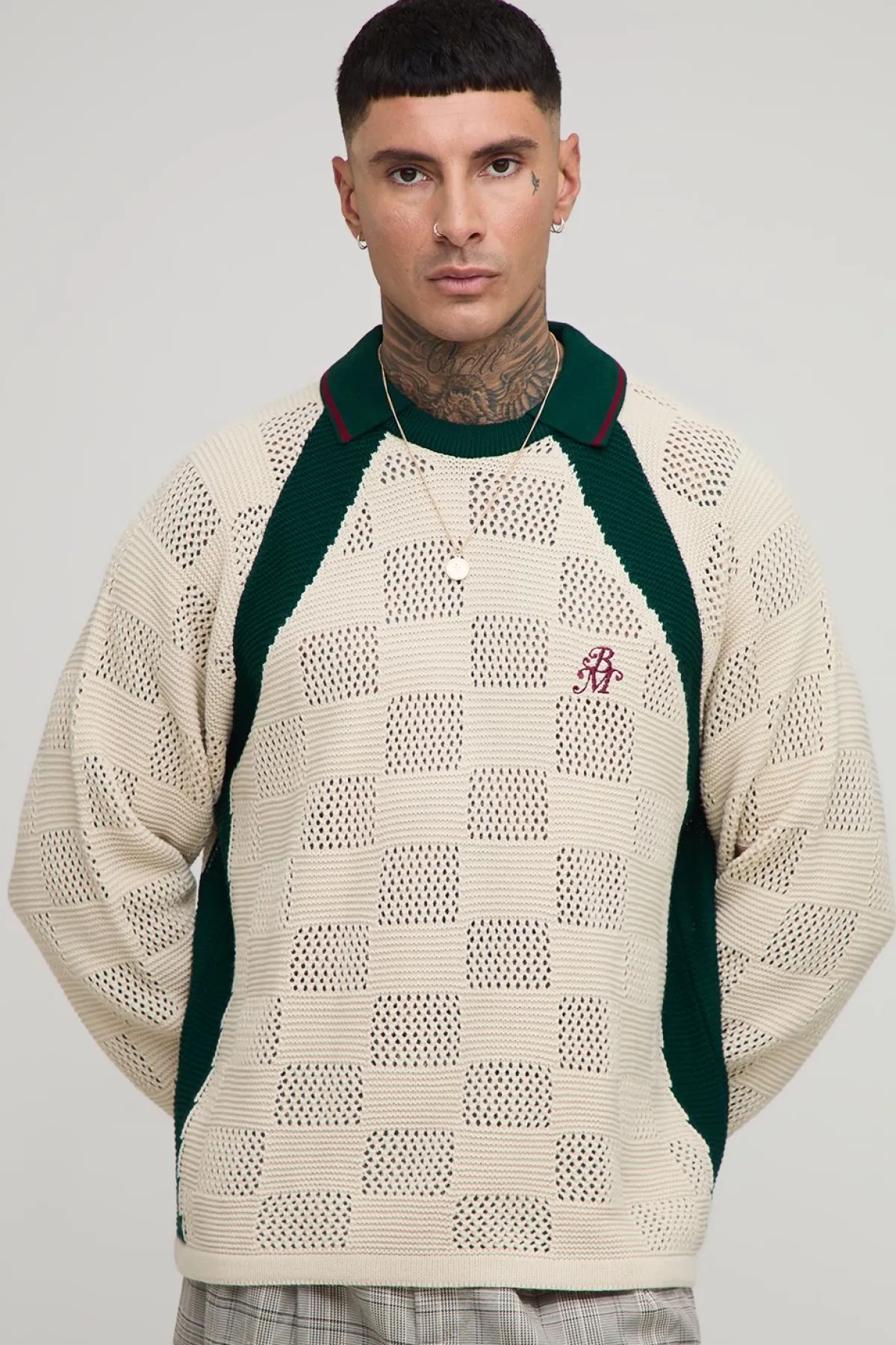 boohooMAN Polo tricoté rétro football oversize tall<Homme Tout Afficher|Maille