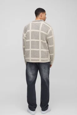 Polo tricoté rugby style crochet oversize