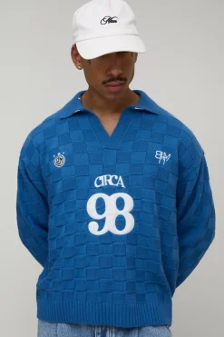 Polo Tricoté Surdimensionné Boxy à Damier Circa 98