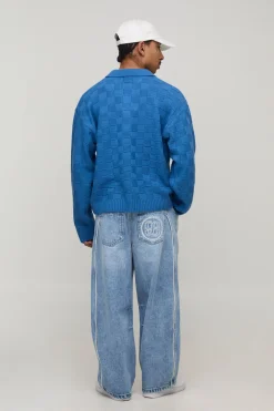 Polo Tricoté Surdimensionné Boxy à Damier Circa 98