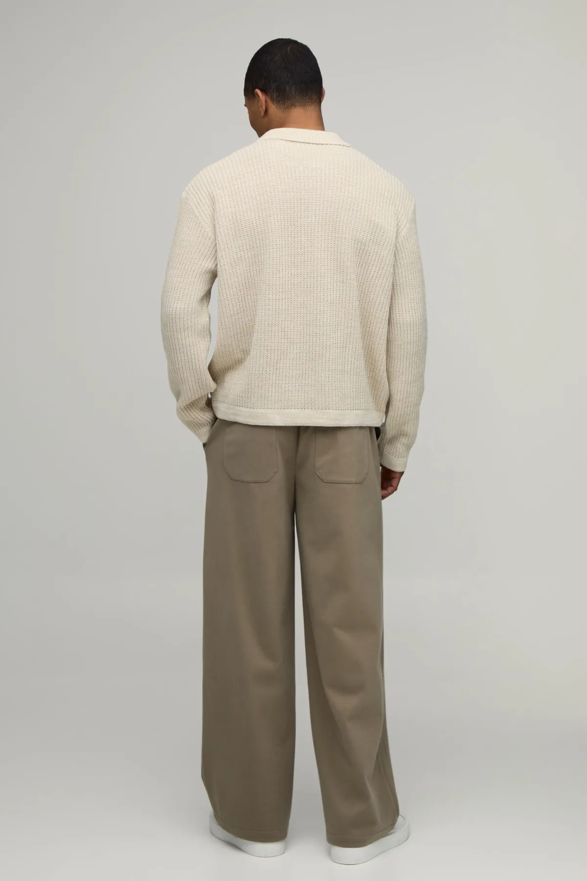 boohooMAN Polo Tricoté Surdimensionné Boxy en Maille Côtelée de Pêcheur Chinée<Homme Polos|Maille