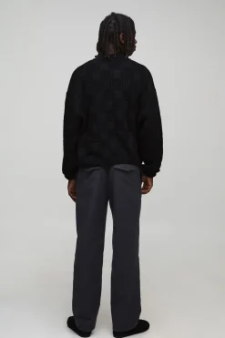 boohooMAN Polo tricoté surdimensionné à côtes et torsades mixtes<Homme Polos|Maille