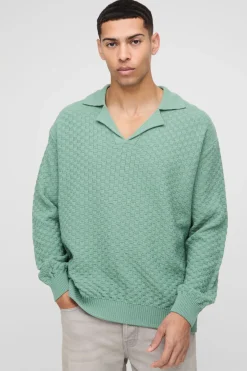 Polo tricoté surdimensionné et boxy à col Revere basket