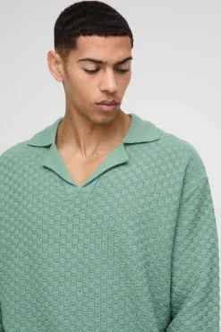 Polo tricoté surdimensionné et boxy à col Revere basket
