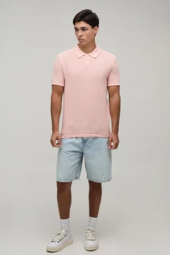 Polo Tricoté Texturé À Boutons Coupe Regular