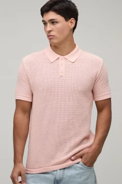 Polo Tricoté Texturé À Boutons Coupe Regular