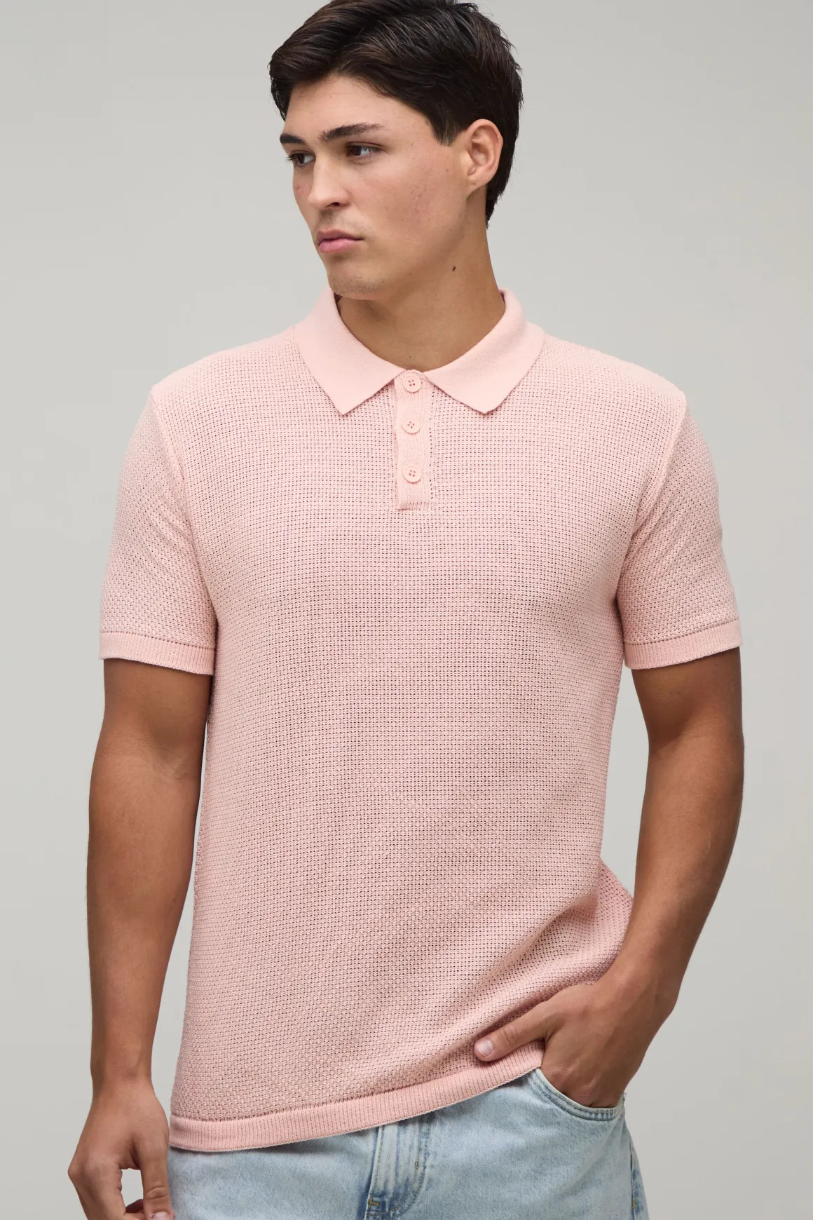 Polo Tricoté Texturé À Boutons Coupe Regular
