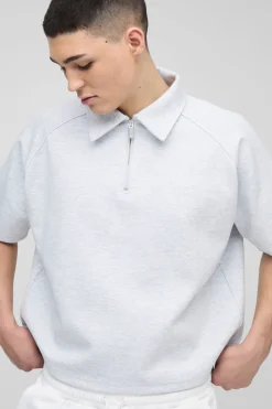 Polo zip raglan en tissu scuba à coupe régulière