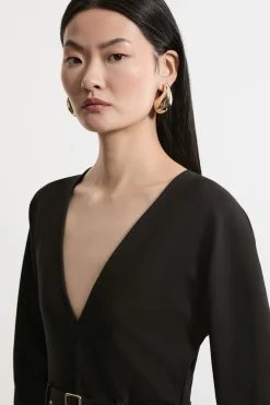 Ponte Belted Maxi Dress