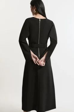 Ponte Belted Maxi Dress