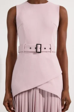 KarenMillen Ponte et robe maxi plissée en jersey géorgette<Femme Toutes Les Robes|Robes Longues